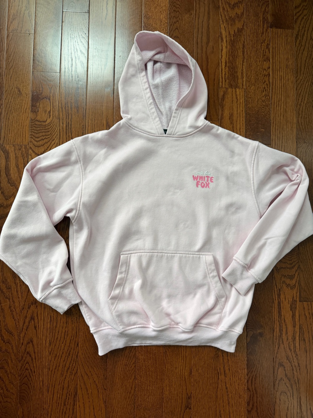 White Fox Light Pink Hooded Sweatshirt